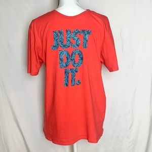Red Nike blue plant printed shirt
